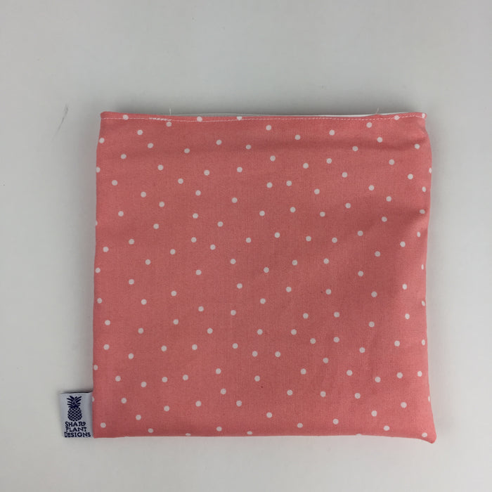 Coral and White Polka Dot Snack Bag Sharp Plant Designs Snack bags Woodbridge
