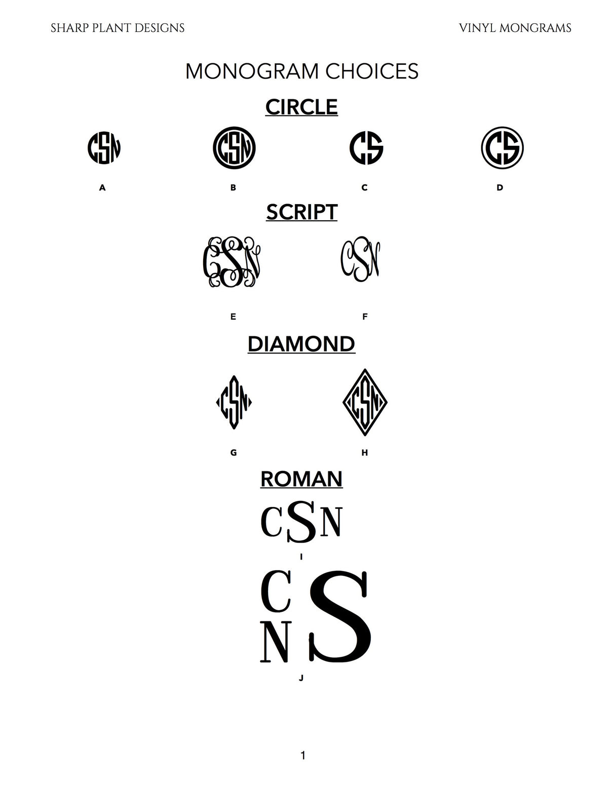 Monogram Decal — Sharp Plant Designs