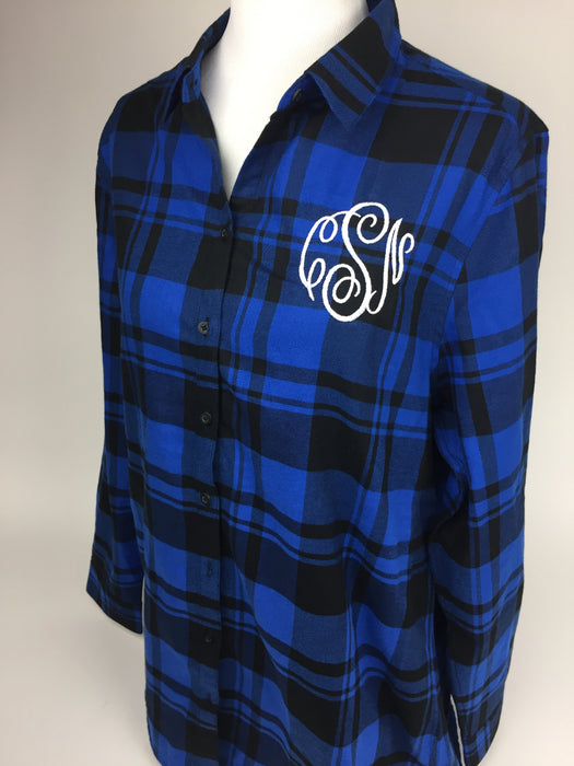 Monogrammed Plaid Tunic Sharp Plant Designs Shirts Woodbridge